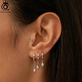 925 Silver Marquise Drop Earrings 14K CZ Hoops Party Jewelry
