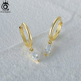 925 Silver Marquise Drop Earrings 14K CZ Hoops Party Jewelry