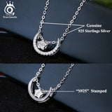 925 Silver Moon Star Pendant Necklace Austrian Crystal Women 4 Ways SN06