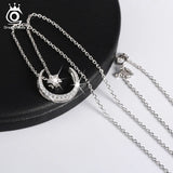 925 Silver Moon Star Pendant Necklace Austrian Crystal Women 4 Ways SN06