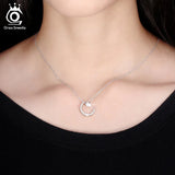 925 Silver Moon Star Pendant Necklace Austrian Crystal Women 4 Ways SN06