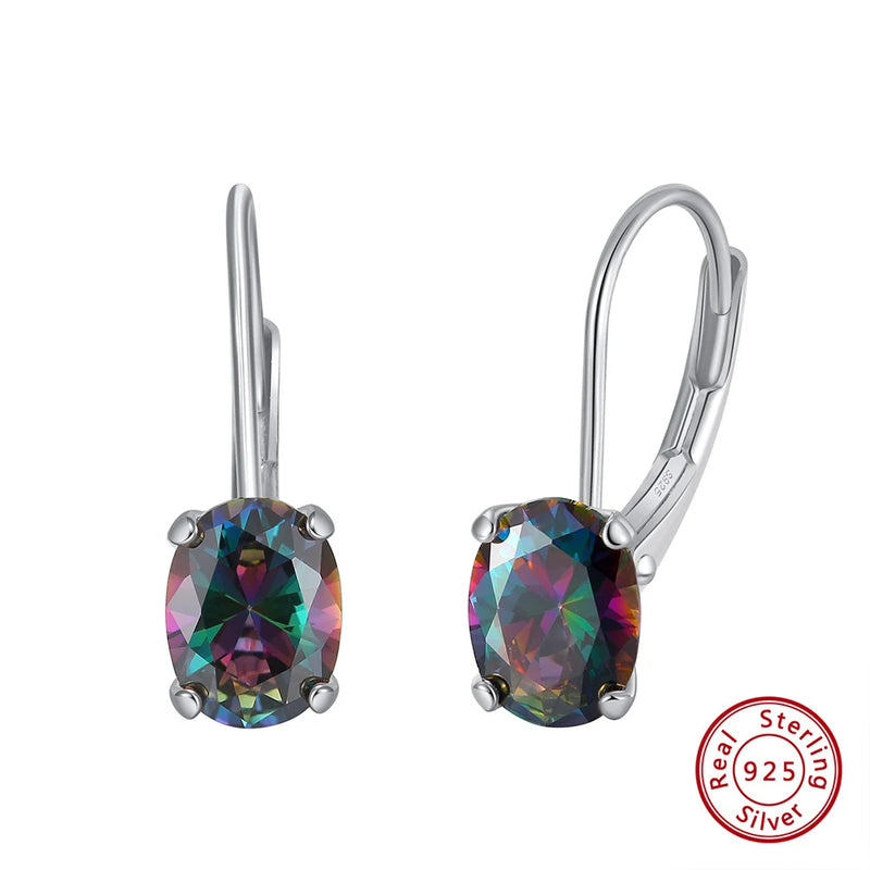 925 Silver Multicolor CZ Hoop Earrings for Women - Birthday Gift