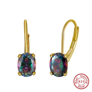 925 Silver Multicolor CZ Stud Earrings Wedding Jewelry