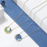 925 Silver Abalone Shell Necklace with CZ Pendant