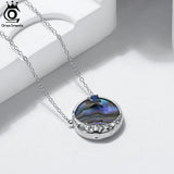 925 Silver Abalone Shell Necklace with CZ Pendant
