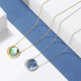 925 Silver Abalone Shell Pendant Necklace with Cubic Zirconia SN308