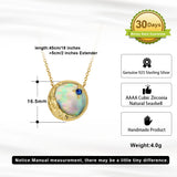 925 Silver Abalone Shell Pendant Necklace with Cubic Zirconia SN308