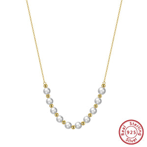 925 Silver Freshwater Pearl Choker Necklace 14K Beads Chain Women Fine Jewelry