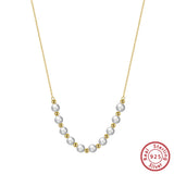 925 Silver Freshwater Pearl Choker Necklace 14K Beads Chain Women Fine Jewelry