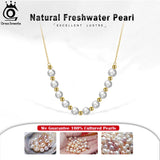 925 Silver Freshwater Pearl Choker Necklace 14K Beads Chain Women Fine Jewelry