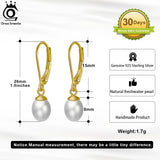 925 Silver Freshwater Pearl Dangle Earrings 14K