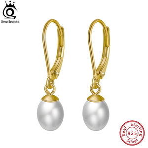 925 Silver Freshwater Pearl Dangle Earrings 14K