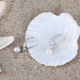 925 Silver Freshwater Pearl Dangle Earrings 14K