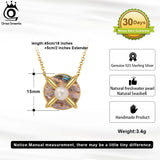 925 Silver Freshwater Pearl Abalone Shell Pendant Necklace
