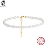 925 Silver Freshwater Pearl Anklets Women Summer Beach Foot Chain Ankle Straps