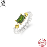925 Silver Pearl Chain Rings with CZ Charm GPR17