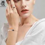 925 Silver Pearl Chain Rings with CZ Charm GPR17