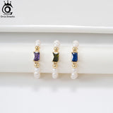 925 Silver Pearl Chain Rings with CZ Charm GPR17