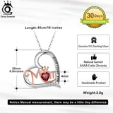925 Silver Heart Pendant Necklace with Crown for Women