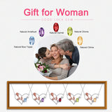 925 Silver Gemstone Heart Pendant Necklace with Rose for Women Girls GMN23