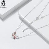 925 Silver Gemstone Heart Pendant Necklace with Rose for Women Girls GMN23