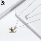 925 Silver Mom's Hand Heart Pendant Necklace for Women