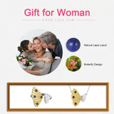 925 Silver Lapis Lazuli Butterfly Pendant Necklace Gemstone Jewelry
