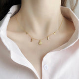 925 Silver Necklace Women 18k Choker Sun Moon Star Clavicle Chain Jewelry