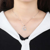 925 Silver Fairy Sitting on Moon Romantic Necklace Girl Jewelry Gift