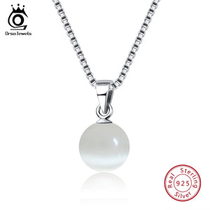 925 Silver Women's Cat's Eye Stone Pendant Necklace Jewelry