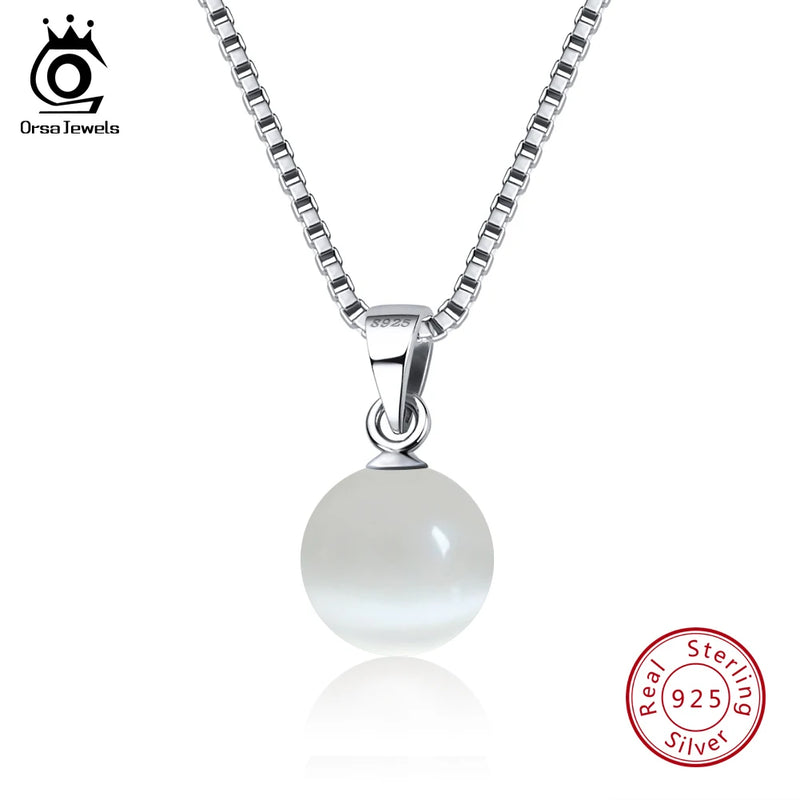 925 Silver Women's Cat's Eye Stone Pendant Necklace Jewelry