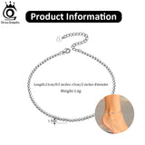 925 Silver Flat Beads Chain Anklet Female Sexy Ankle Jewelry SA13