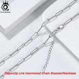 925 Silver Paperclip Chain Necklace 14k Plated Men Women Jewelry