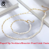 925 Silver Paperclip Chain Necklace 14k Plated Men Women Jewelry