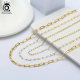 925 Silver Paperclip Chain Necklace 14k Plated Men Women Jewelry