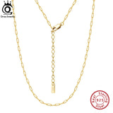 925 Sterling Silver Paperclip Chain Necklace for Women 14K Plated Chain Necklace