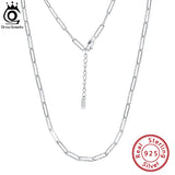 925 Silver Paperclip Link Chain Necklace Hammered Design