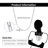 925 Silver Paperclip Link Chain Necklace Hammered Design