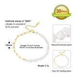 925 Silver Pearl Bracelet for Women Girls Vintage Clip Chain Jewelry