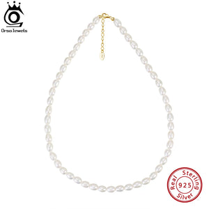 925 Silver Pearl Choker Necklace 5-6mm Freshwater Pearl Chain for Women GPN26