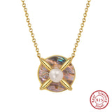 925 Silver Abalone Shell Pearl Necklace for Women Plated Pearls Pendant Jewelry