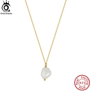 925 Silver Pearl Necklace w/ Baroque Pearl for Women GPN22