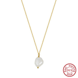 925 Silver Pearl Necklace with Baroque Pearl for Women GPN22