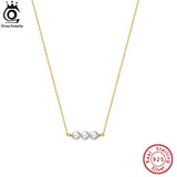 925 Silver Pearl Pendant Necklace with 3 Baroque Pearls 14K Jewelry