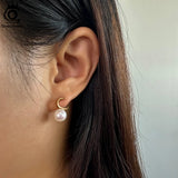 Moon Shape Sterling Silver Pearl Stud Earrings for Women GPE30