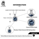 925 Silver Pendant Necklace Austrian Crystal Stone Women Silver Jewelry