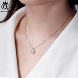 925 Silver Pendant Necklace Rose Plated Women Neck Chain Jewelry