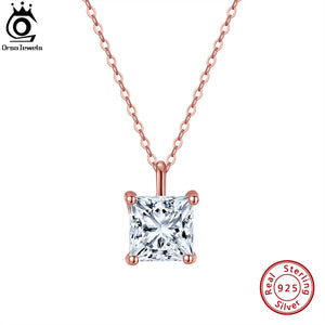 925 Silver Pendant Necklace Rose Plated Women Neck Chain Jewelry