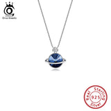 925 Sterling Silver Dark Crystal Stone Necklace for Women
