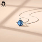 925 Sterling Silver Dark Crystal Stone Necklace for Women